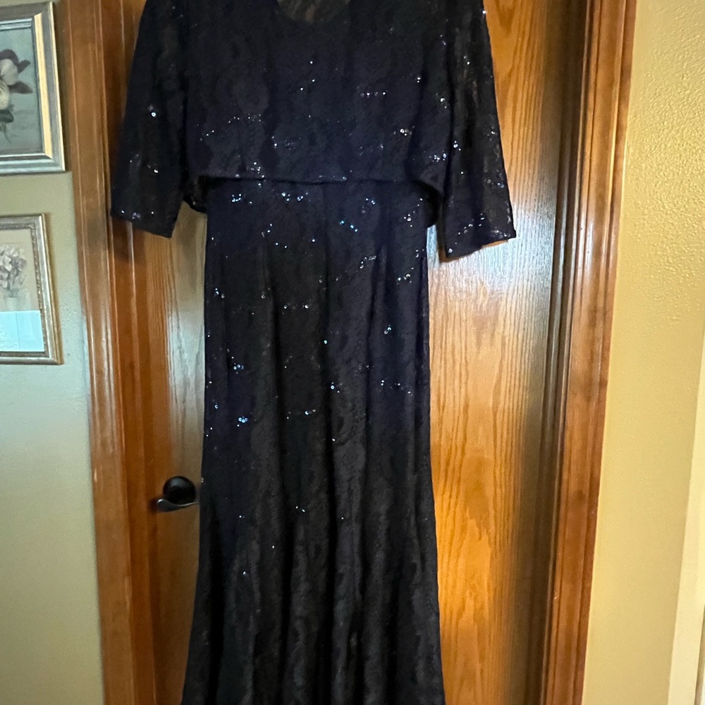 Alex Evenings Blue Sequin Embellished Gown